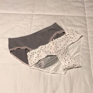 2 Victoria’s Secret grey, white ♡ panties, size S